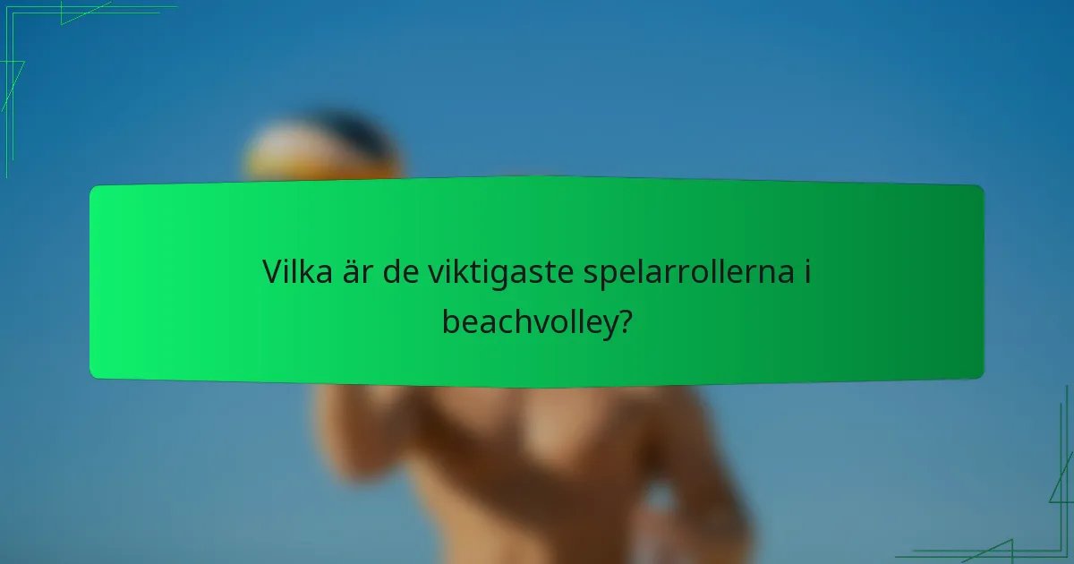 Vilka är de viktigaste spelarrollerna i beachvolley?
